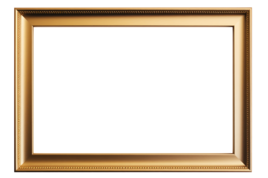 sleek and modern gold metal picture frame with a slightly wider border, isolated on a white background