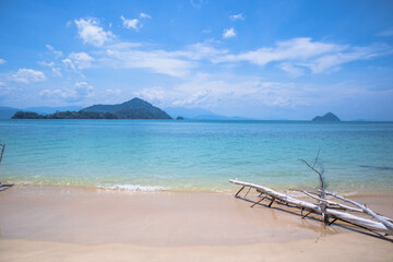 Sand and sea on a clear day in summer island in Thailand.