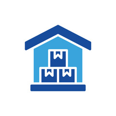 warehouse icon color or logo illustration glyph color blue style