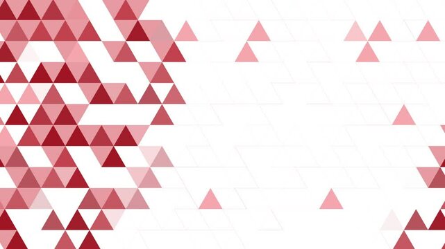 Red grid mosaic background. Creative design templates. Animated ornament of triangles on a white background with empty space for text. Looped.