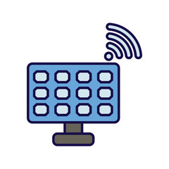solar panel color line  icon with white background vector stock illustration