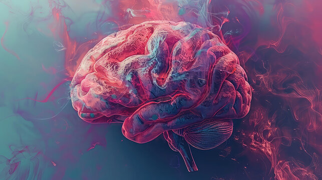 Concept art of a human brain exploding with knowledge and creativity. generative ai

