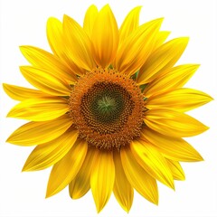 Fototapeta premium A single yellow sunflower on a white background