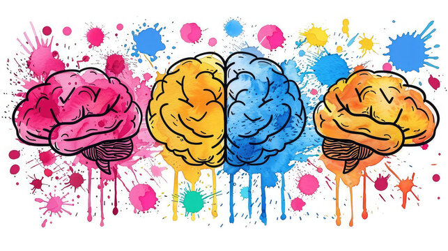 Concept art of a human brain exploding with knowledge and creativity. generative ai

