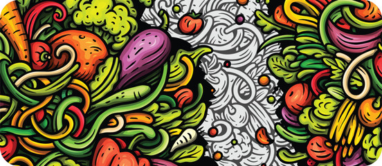 Cartoon vector doodle Vegetables banner background
