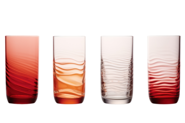 set of matching glasses with a cohesive design, perfect for everyday use. Isolated on a white background.