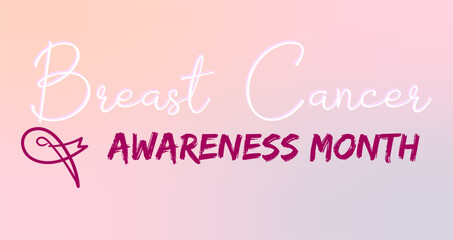 Breast Cancer Awareness Month banner, with ribbon Breast Cancer Awareness Month banner, with pink ribbon silhouette, medical girly design.