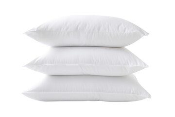 set of hypoallergenic white pillows filled with premium down alternative, isolated on white background
