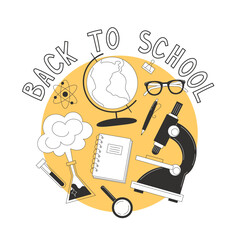 Back to school poster: school and lab supplies