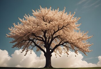 A breathtaking scene featuring a beautiful blossom tree 

