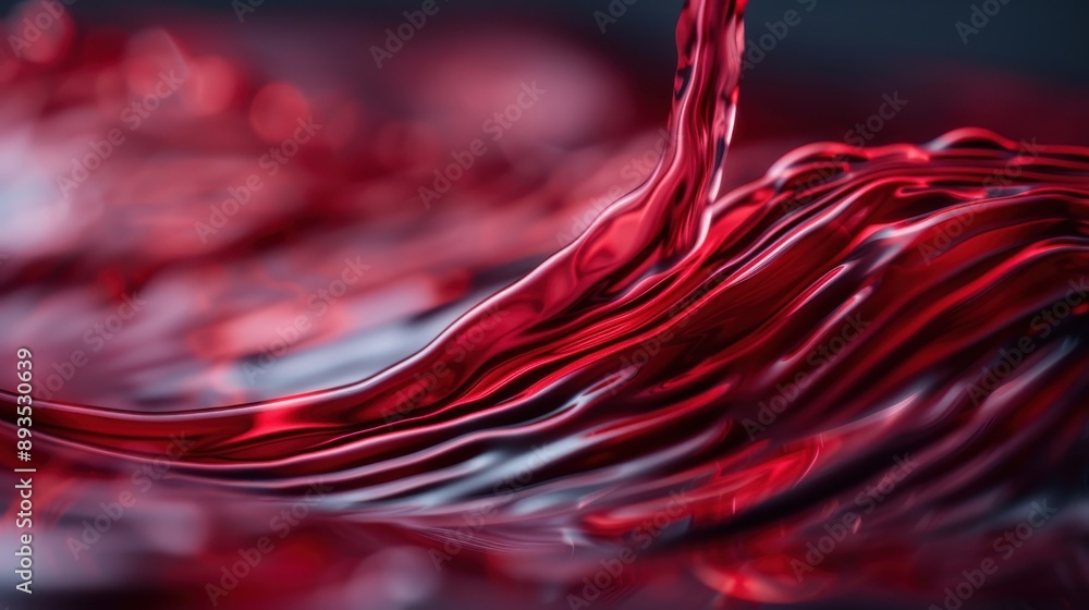 Poster a visually captivating image of red liquid flowing and swirling, capturing the dynamic movement and 