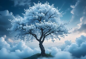 A breathtaking scene featuring a beautiful blossom tree 

