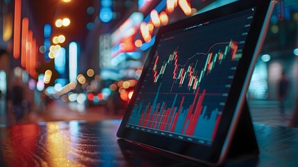Sleek Digital Investment Portfolio Management on Tablet Financial Planning Concept