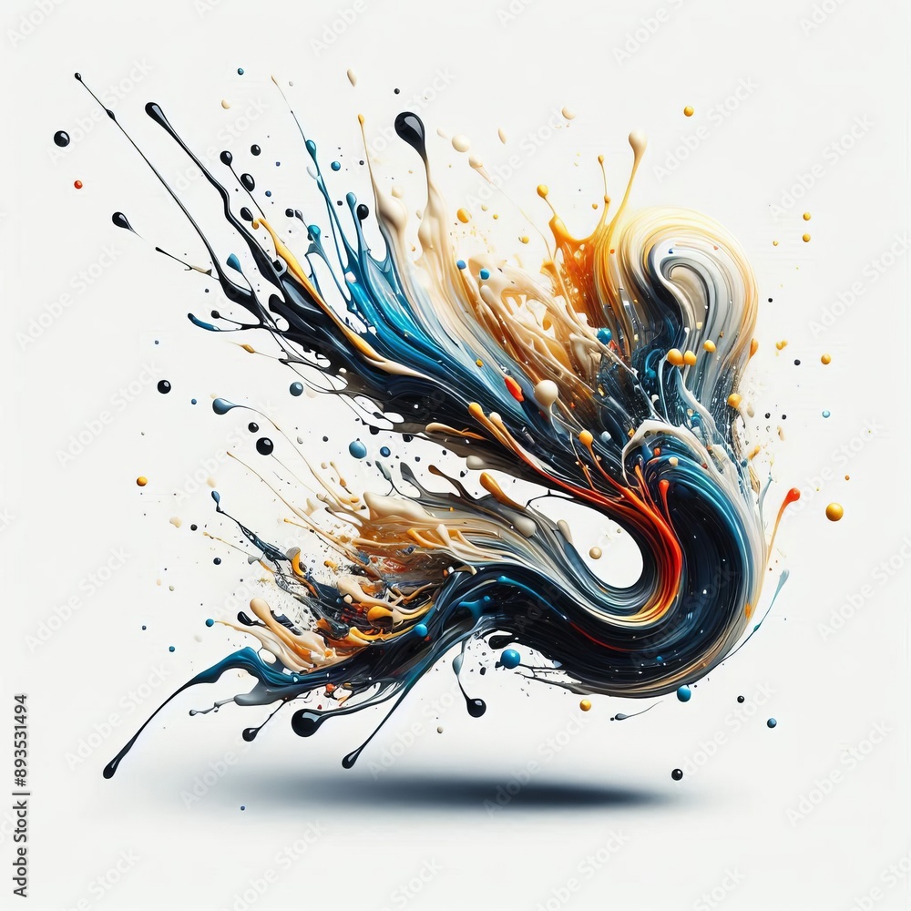 Poster 25 61. splatters of paint dripping down a canvas, creating a dyn