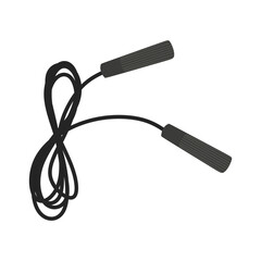 Jump rope for fitness and gymnastics. Sports accessory for training isolated on white background. Handle made of high-quality plastic, molded cord, durable and elastic. Flat vector illustration