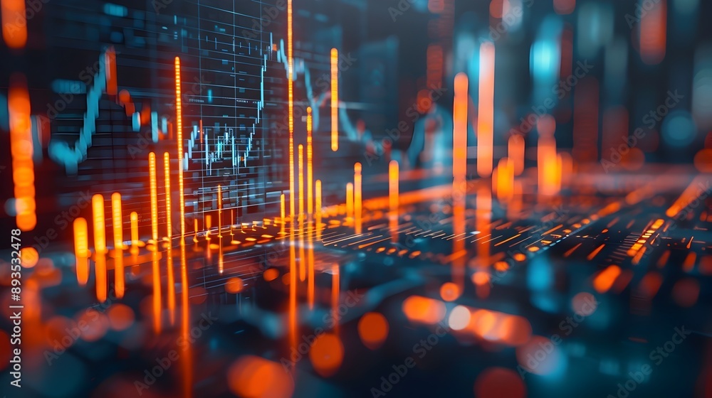 Poster digital investment portfolio management interface on tablet device with sleek and efficient financia