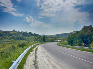 The landscape of Carpathian Mountains in the cloudy weather. Perfect weather condition in the summer season