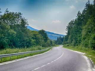 The landscape of Carpathian Mountains in the cloudy weather. Perfect weather condition in the summer season