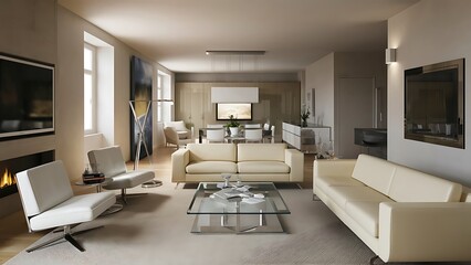 Fototapeta premium 3D render modern interior of living-room