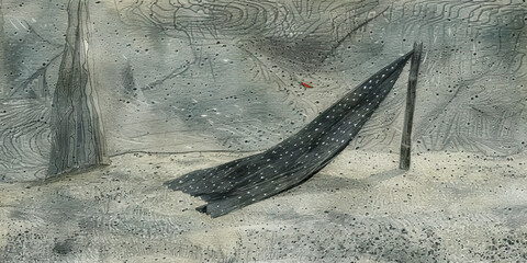 The Scattered Pieces of Unity: A broken flagpost, its tattered flag hanging limply on the ground