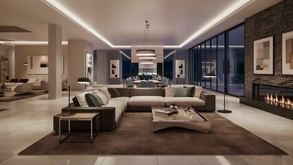Spacious living room with modern decor