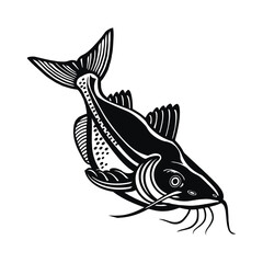 Catfish - American Fishes - Logo Fish Vector, Fish Stencil