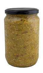 Pickled Eggplant in a Glass Jar