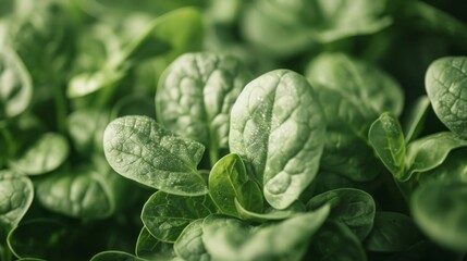 Fototapeta premium A close-up of baby spinach leaves, fresh and ready to be used in a salad.