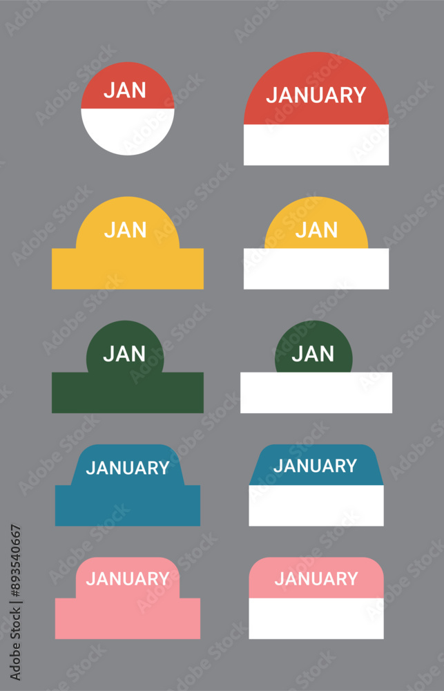 Poster a set of colorful and various shaped index tab designs. index tab sticker to decorate diary, schedul