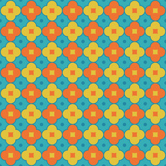 A colorful, geometric, abstract pattern background illustration. Pattern graphic used for wallpaper, tile, fabric, textile, interior.