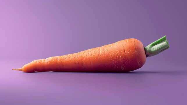 A single carrot on a purple background.