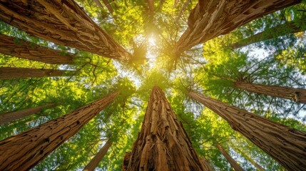 Naklejka premium Redwoods tower as ancient guardians of time.