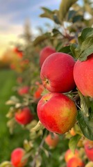 Obraz premium Apple picking in an orchard, seasonal activity, first day of fall