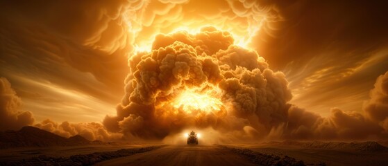 A dramatic scene with an explosive sky, showcasing vibrant clouds, intense light, and a sense of imminent change.