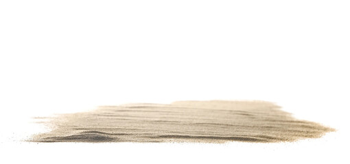 Pile desert sand dune isolated on white background, clipping path