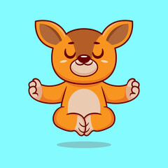 Cute cartoon deer sitting in yoga pose. cartoon animal vector illustration hand drawn