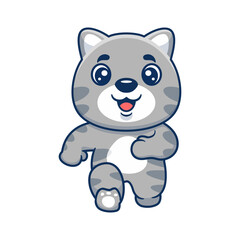Fototapeta premium Cute cat running cartoon character. Kawaii animal concept design Hand drawn style vector illustration