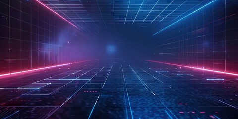 Abstract Digital Neon Tunnel