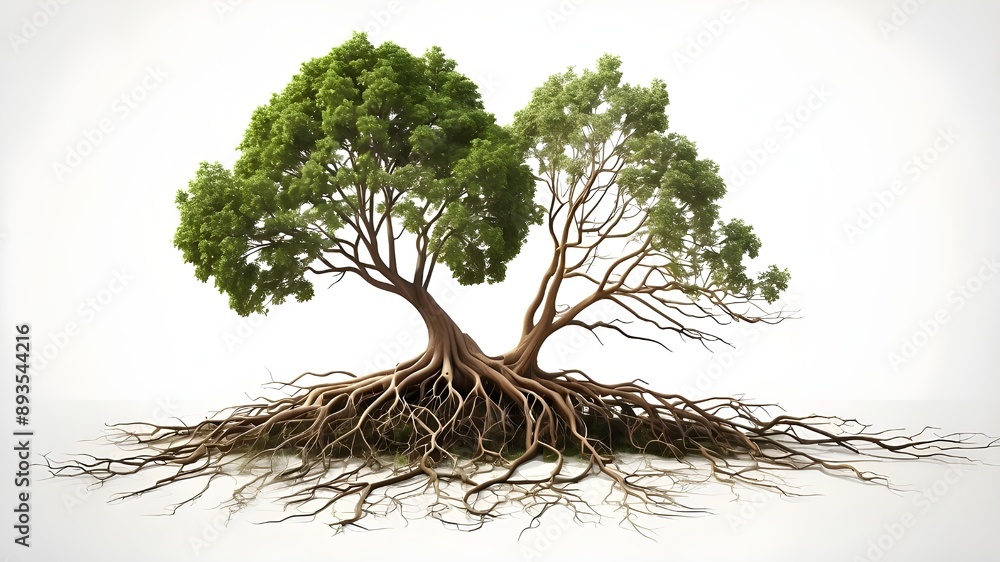 Aufkleber isolated tree with root system on a white background