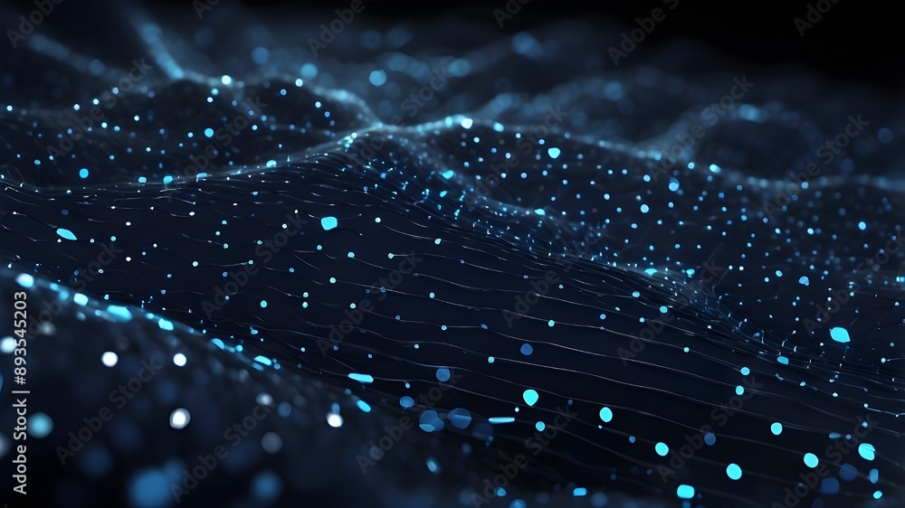 Aufkleber technical backdrop in dark blue abstraction. technology backdrop with surface dots and lines. futuri