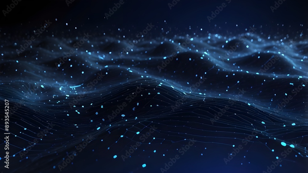 Poster technical backdrop in dark blue abstraction. technology backdrop with surface dots and lines. futuri