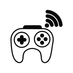 game pad glyph  icon with white background vector stock illustration