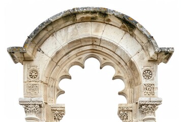Naklejka premium Moorish arch architecture building white background.