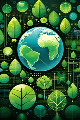 abstract wallpaper with vector green eco friendly grid ornament symbolizing sustainability