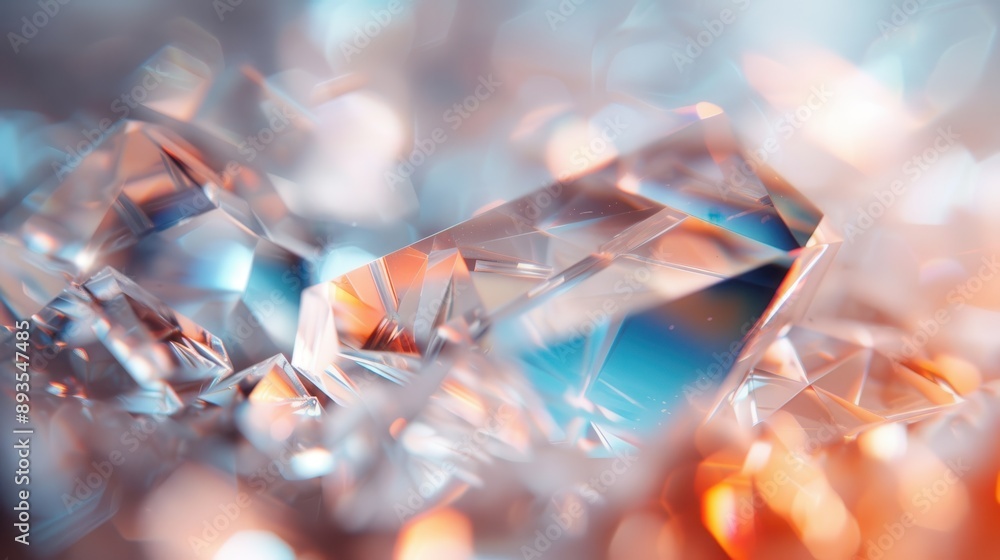 Poster a highly detailed close-up of geometric crystal structures, showcasing intricate patterns and a shim