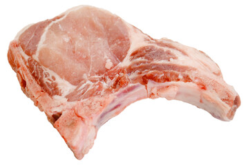 Raw pork chop isolated on a transparent backdrop.