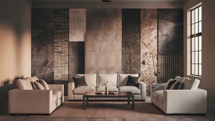 Wall mock up in modern living room background