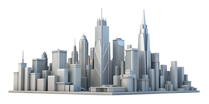 Futuristic Skyscraper Urban Skyline Abstract Cityscape Modern Architectural Design Transparent Metropolis Business Concept