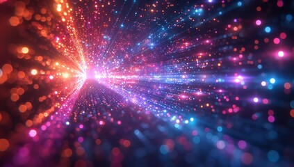 Fototapeta premium Glowing Particles and Light Streaks in Cosmic Space