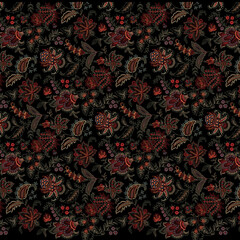 Embroidery seamless pattern design for digital and textile print on fabric